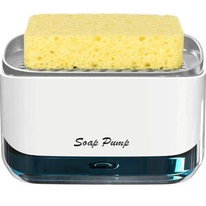 Kitchen Dish Soap Pump Dispenser with Sponge Holder, 2-in-1 - 12.5 Ounces